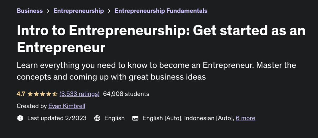 Best Courses To Take For Business: Intro to Entrepreneurship: Get Started as an Entrepreneur