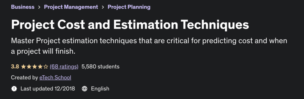 Best Courses for Project Managers: Project Cost and Estimation Techniques