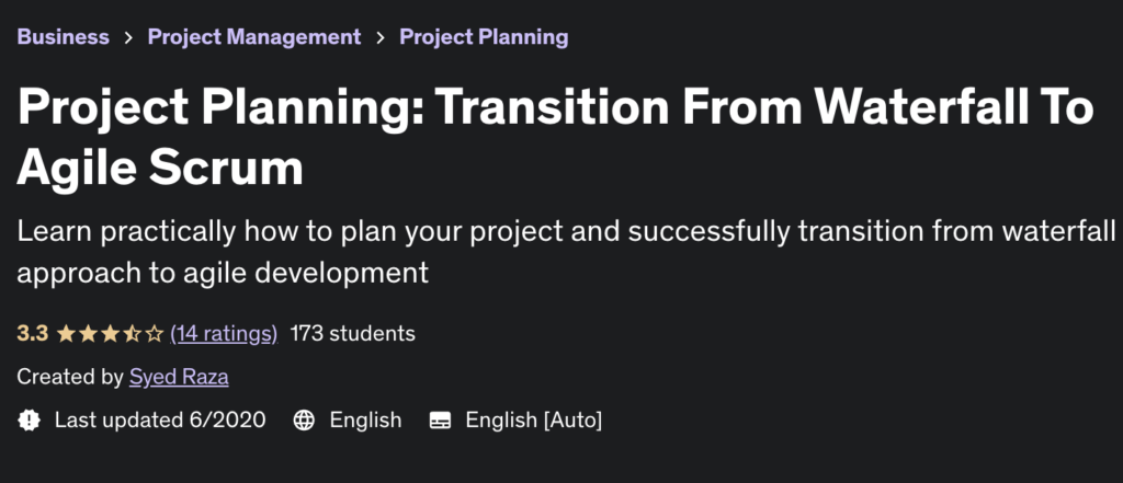 Best Courses for Project Managers: Project Planning: Transition From Waterfall To Agile Scrum