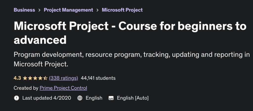 Microsoft Project - Course for beginners to advanced