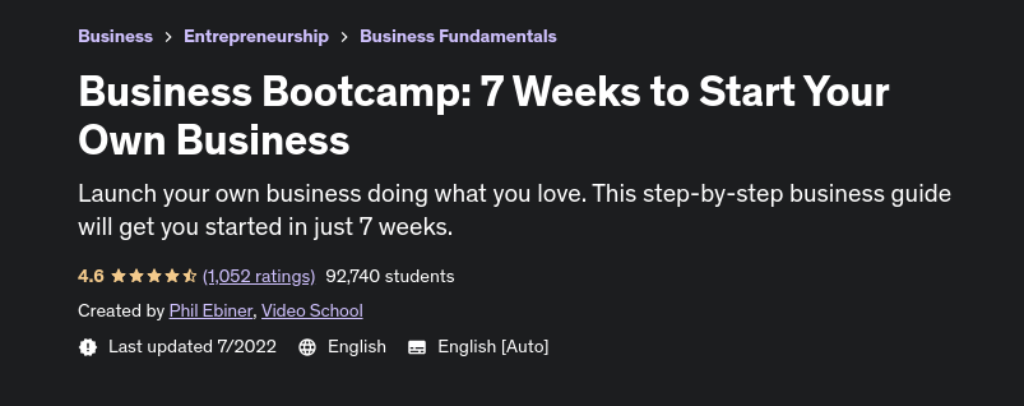 bootcamp for starting your own business