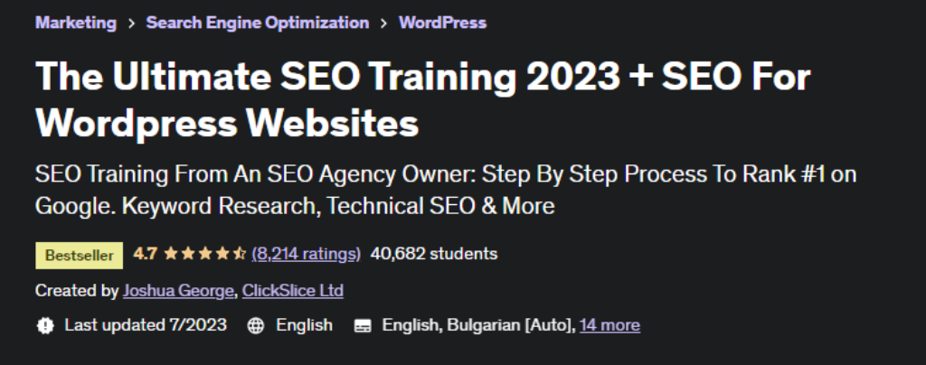 best SEO training course
